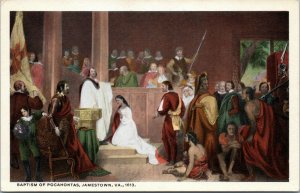 postcard Painting in US Capitol - Baptism of Pocahontas