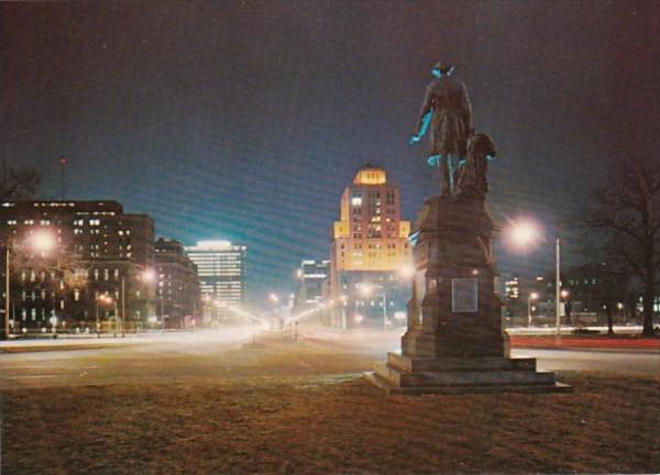 Canada Toronto Sir John A MacDonald Statue In Queen's Park At Night