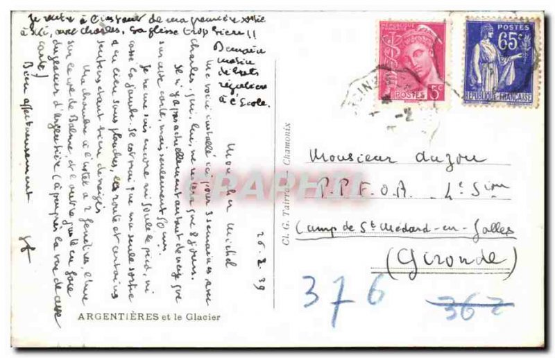 Modern Postcard Argentieres and glacier