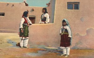 Vintage Postcard Morning Greetings Isleta Indians near Albuquerque New Mexico NM