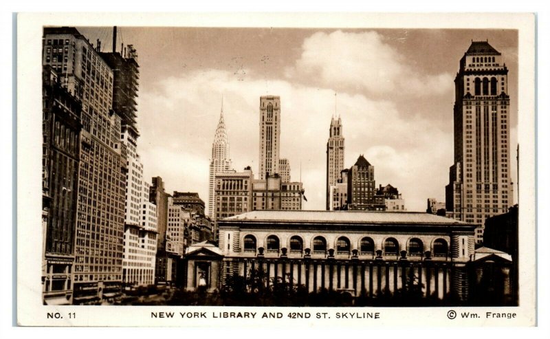 RPPC New York City Library and 42nd Street Skyline Real Photo Postcard *6S(5)8