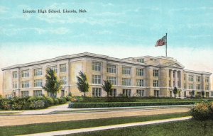 Vintage Postcard Lincoln High School Campus Building Landmark Lincoln Nebraska