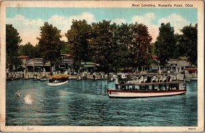 Boat Landing, Excursion Boats Russells Point OH Vintage Postcard G44