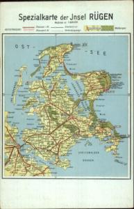 Germany - Spezialkarte der Insel Rugen MAP c1910 Postcard