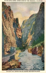 Vintage Postcard Royal Gorge Grand Canyon Of The Arkansas Main Line Colorado CO