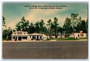 Mobile Alabama Postcard Horton Cottages Court Trailer Park c1940 Vintage Antique