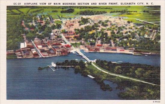 Airplane View Of Main Business Section And River Front Elizabeth City North C...