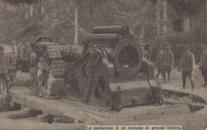 ITALY LARGE CALIBER CANNON GUN SOLDIERS WW1 MILITARY POSTCARD (c.1918)