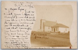 Postcard RPPC c1906 Ninga Manitoba Presbyterian Church Split Ring Cancel RARE