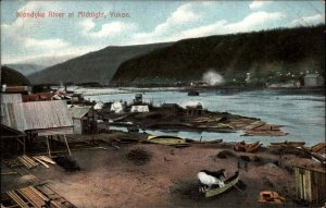 Yukon AK Klondike River at Midnight c1910 Postcard