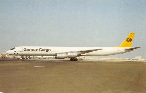 German Cargo Jet Airplane DC-8-73AF 1980s Postcard