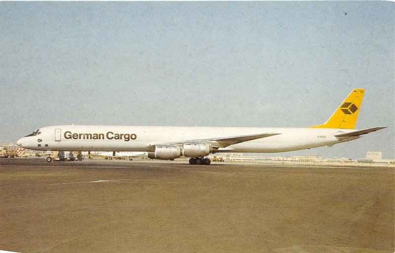 German Cargo Jet Airplane DC-8-73AF 1980s Postcard