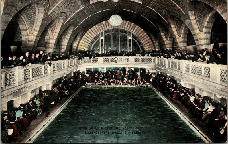 Postcard PA Pittsburgh Interior of Natatorium Manufacturers Building 1911 M5