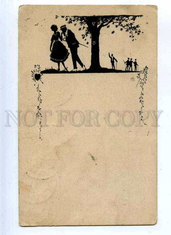 215911 ART NOUVEAU Lovers Garden by HB Vintage SILHOUETTE PC