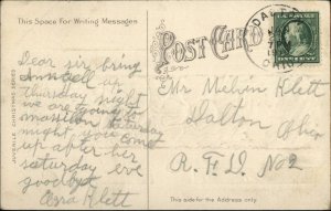 Christmas - Santa Claus w/ Tree Peeks in Doorway c1910 Embossed Postcard