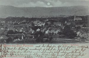 BAD PYRMONT GERMANY~MOONLIGHT NIGHT VIEW~1899 F PIETSCH PHOTO POSTCARD