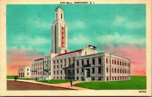 City Hall Building Pawtucket RI Rhode Island Linen Postcard A4