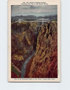 Postcard The World's Highest Bridge Spanning the Top of the Royal Gorge, CO