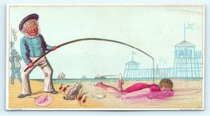 c1880s Series Ladies Play Beach Comedy Trade Card Ketterlinus Litho LOT of 4 C13