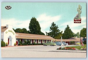 Santa Cruz California CA Postcard El Rancho Motor Inn Exterior Roadside c1940's