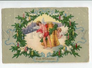 3041162 Semi-NUDE Winged ANGELS w/ X-MAS BELL Vintage PC