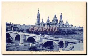 Old Postcard Zaragoza el puente de piedra y el pilar