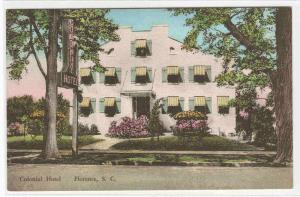 Colonial Hotel Florence South Carolina Albertype handcolored postcard