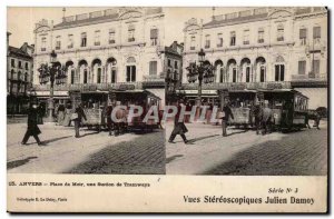 Belgie Belgium Antwerp Postcard Old Place Meir a tram station & # 39carte ste...