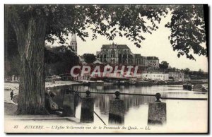 Old Postcard Auxerre L & # 39Eglise St Germain View of the Quays Promenade