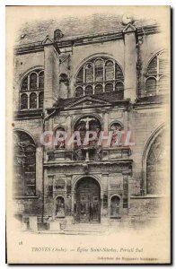 Old Postcard Troyes Aube Saint Nicolas Church South Portal