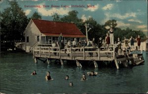 Hillsdale Michigan MI Baw Beese Lake Swimming c1910 Vintage Postcard