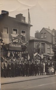 Protest Match Gathering at Liberal Politics Club Antique Real Photo Postcard