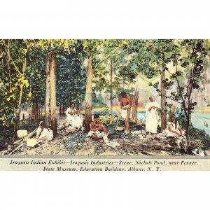 Linen Postcard - Iroquois Indian Exhibit - Albany,New York