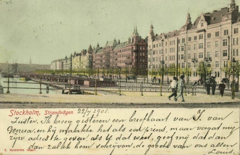 sweden, STOCKHOLM, Strandvägen (1901) Postcard