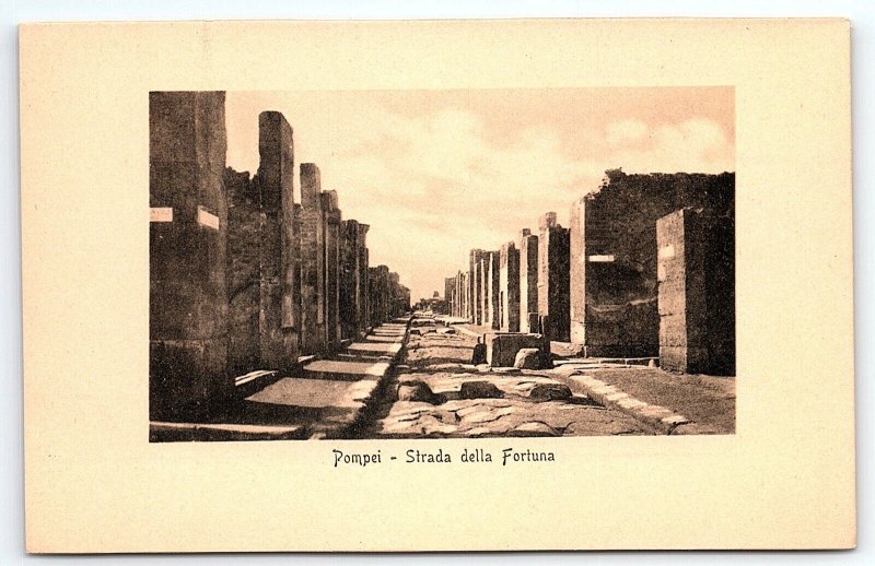 c1915 POMPEI ITALY RUINS STRADA DELLA FORTUNA EARLY POSTCARD P1876