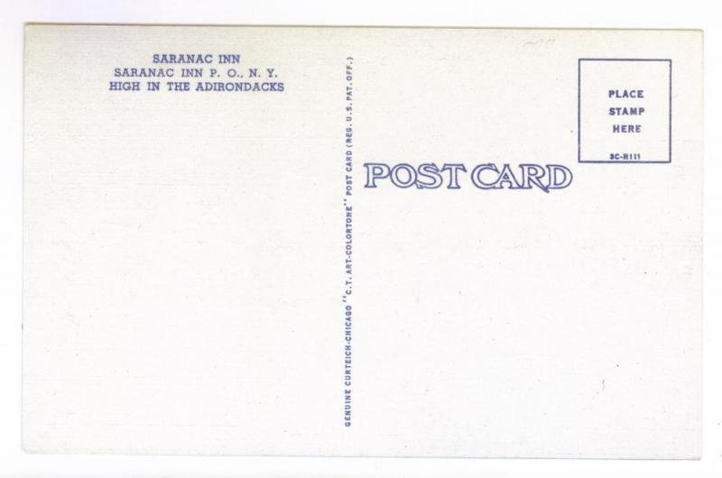 Saranac Inn, Saranac Inn Post Office, Adirondacks, New York, unused Curteich PPC
