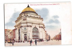 Buffalo New York NY Postcard 1909 Buffalo Savings Bank Main and Genesee Streets