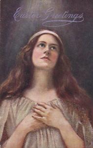 Beautiful Young Girl Easter Greetings Tucks