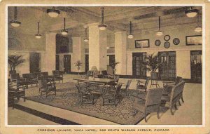 Corridor Lounge Room Interior YMCA Hotel Chicago Illinois postcard