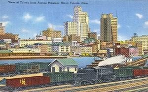 OH LN Toledo Downtown View from Maumee River LINEN