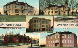 Vintage Postcard 1911 View of Public Schools Grand Forks North Dakota N. D.