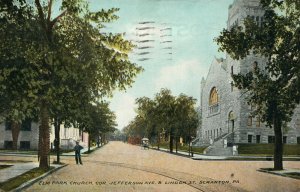 SCRANTON PA ELM PARK JEFFERSON & LINDEN STREET 1911 ANTIQUE POSTCARD