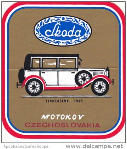 LIMOUSINE 1929 SKODA AUTO MANUFACTURING LABEL CZECHOSLOVAKIA