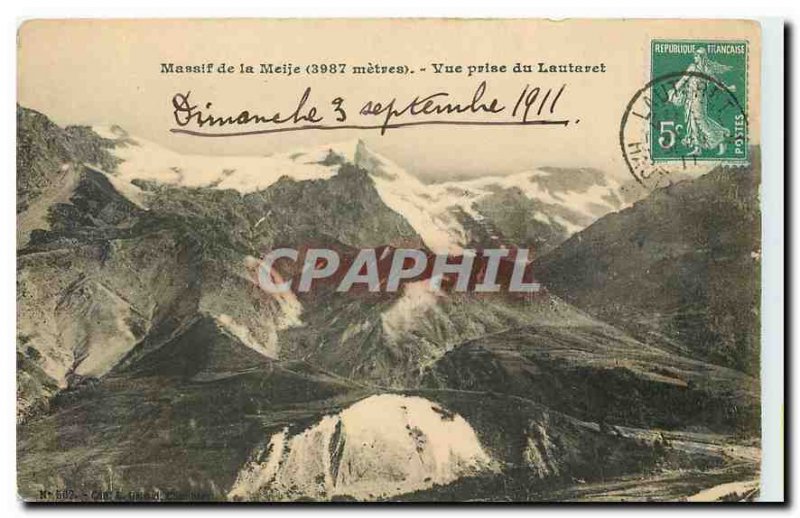 Old Postcard Massif Meije shooting Lautaret