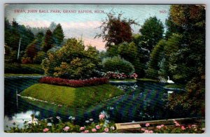 Swan, John Ball Park, Grand Rapids Michigan, Antique 1908 AC Bosselman Postcard