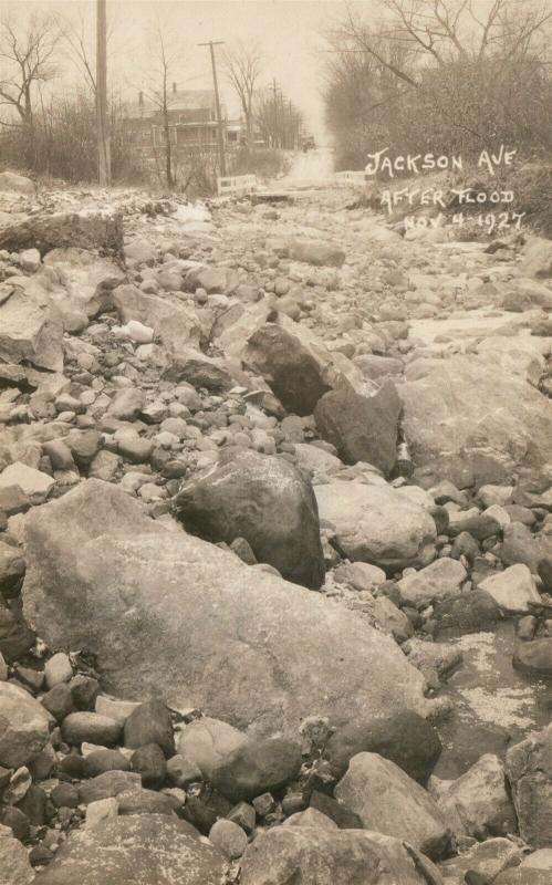 JACKSON AVE. AFTER FLOOD 1927 ANTIQUE REAL PHOTO POSTCARD RPPC GREAT MISSISSIPPI