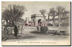 Old Postcard Army Avignon Allees of & # 39Oulle Exercises recruits