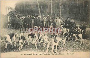 Postcard Old Hunting in Forest of Fontainebleau for the kill