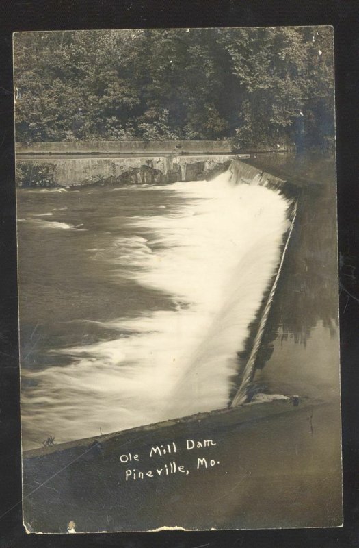 RPPC PINEVILLE MISSOURI OLE MILL DAM VINTAGE 1909 REAL PHOTO POSTCARD