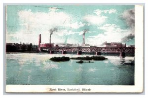 Rock River Bridge Rockford Illinois IL DB Postcard Y2